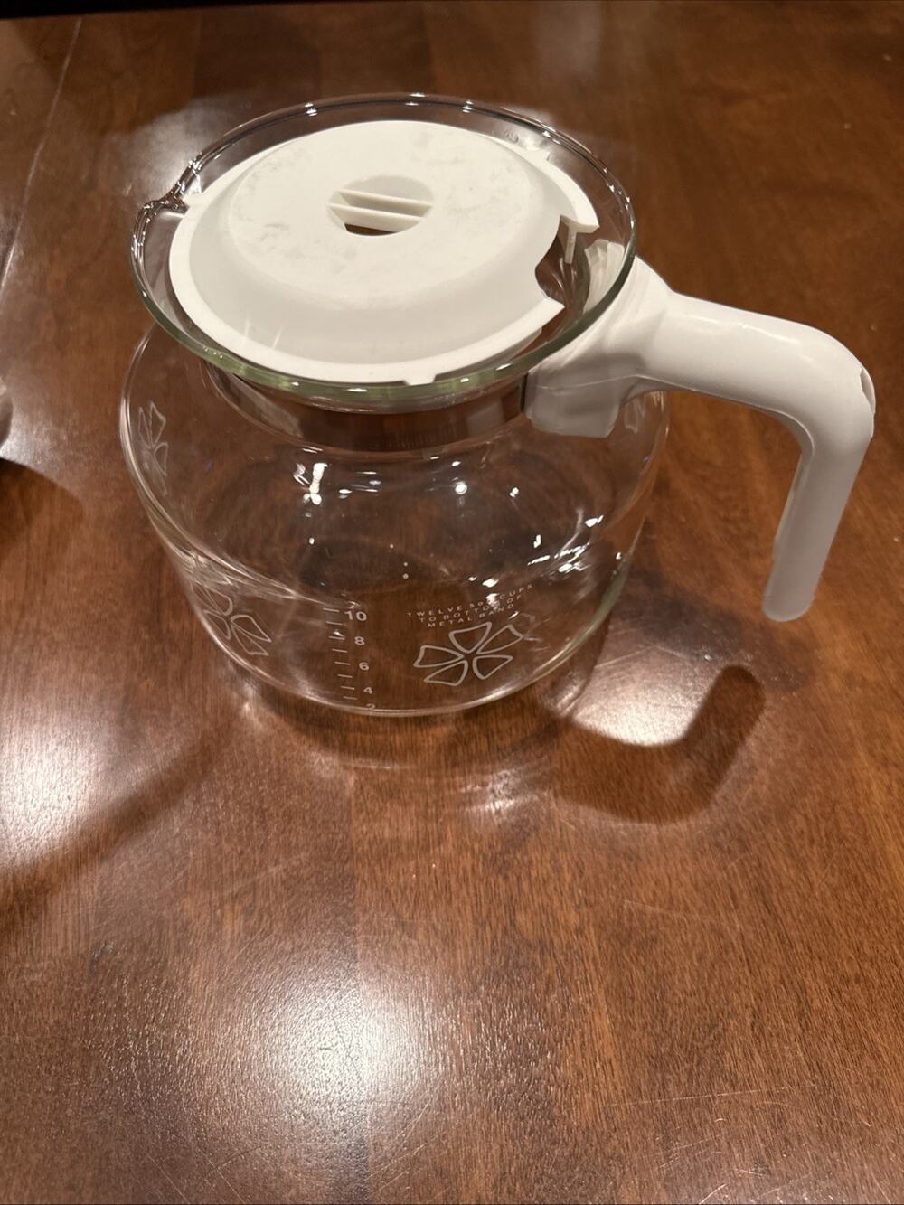 Vintage Mr Coffee 12 Cup Glass Carafe White Handle Daisy Floral Replacement Pot